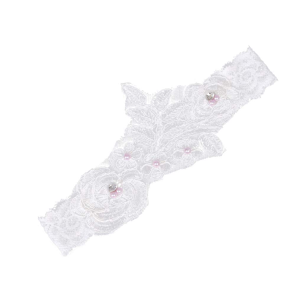 pas Western Wedding Panna młoda Pas do pończoch Koronka Kwiat perłowy Dekoracja stopy ślubnej Ozdoby kwiatowe (kolor: biały, rozmiar: jeden rozmiar) (biały jeden rozmiar)