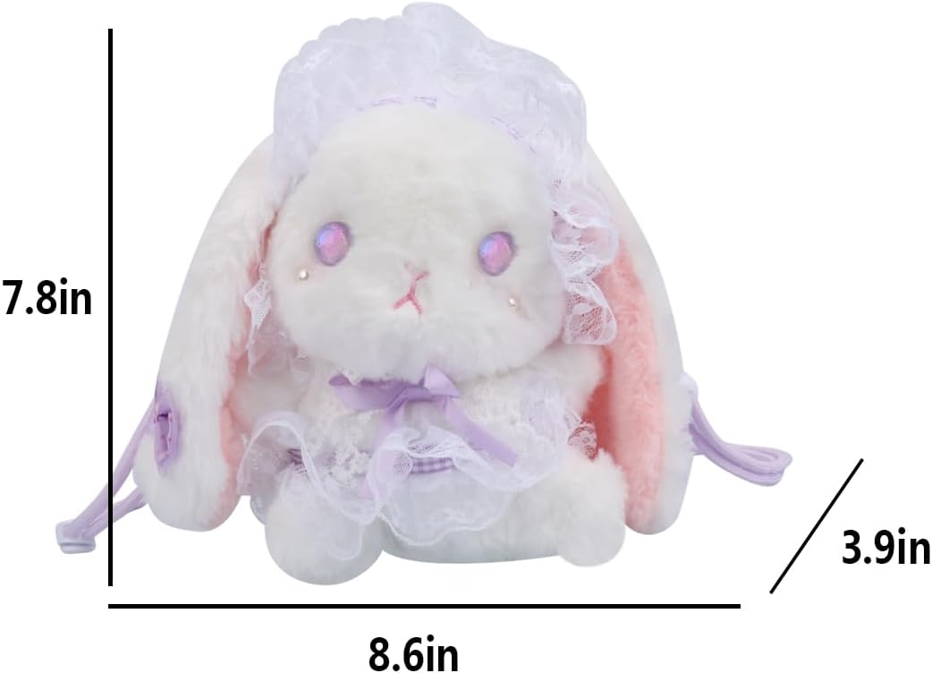 Faux Fur Bunny Crossbody Bag for Women Girls Fluffy Y2k Purse Long Bunny Ears Crossbody Shoulder Bag Animal Stuffed Purse