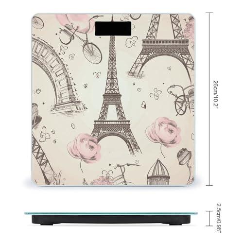 Báscula de baño digital con diseño Torre Eiffel y bicicleta miniatura 2