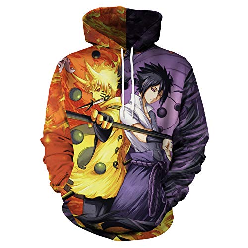 Memoryee 3D Naruto Anime Pattern Printed Pullover Hoodie Unisex Plus Size Outwear Lightweight Sweatshirt Style3 M
