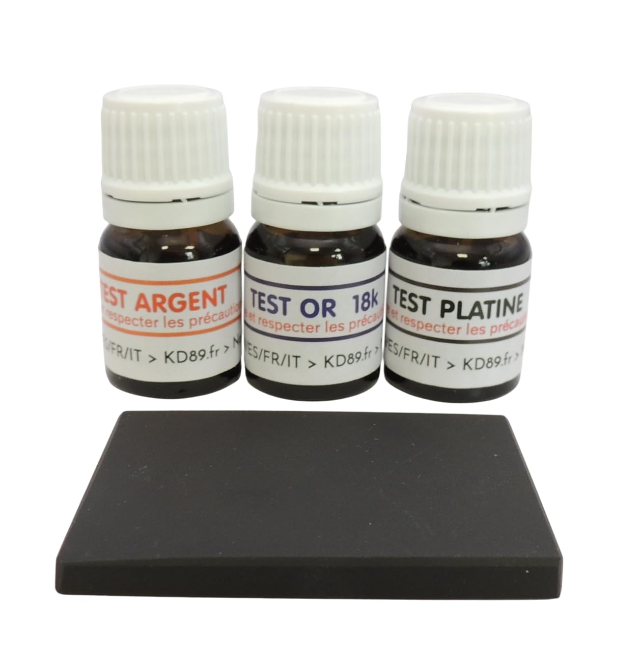 Kit pronto all'uso per testare i metalli, determinare se il tuo gioiello è in oro 18k, argento 925/1000 o platino. Pietra di tocco inclusa