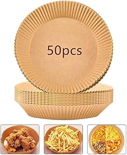 Air Fryer Paper Liners Disposable 50pcs 6.3"/16cm Non-Stick Air Fryer Liners Food Grade Parchment Baking Paper for Air Fryer Oven Microwave Frying Pan