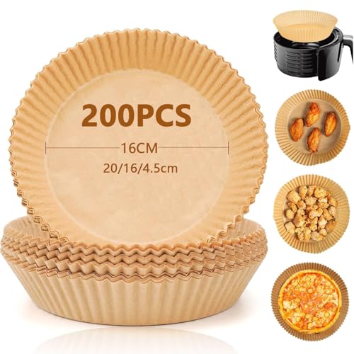 Lista de Papel pergamino los más recomendados. 48 200PCS Papel para Freidora de Aire, Papel Pergamino Redondo Desechable, para 5-8 QT, Resistentes al Aceite y Calor (220°C), para Hornear, Microondas, Horno,Fácil Limpieza(20 * 16...