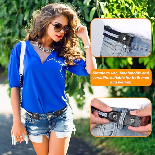 5 Pack No Buckle Invisible Stretch Belt, Comfortable Buckle-Free Elastic Belts for Women Invisible Belt Stretch Belts for Men Jeans Pants3