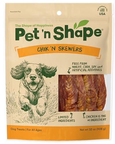 Image of Pet 'n Shape Chik 'n Skewers - Chicken Wrapped Rawhide Chew Dog Treats - 2 Pound | Premium chicken breast, Limited ingredients, Wheat and soy free, Everyday reward, For all life stages, High-protein snack