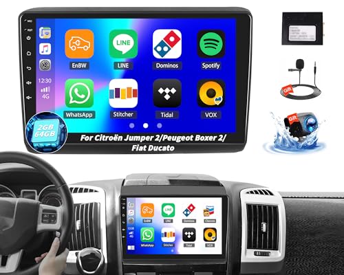 OiLiehu Android 13 2 DIN CarPlay Android Auto Autoradio para Fiat Ducato 2010/Citroen Jumper/Peugeot Boxer Pantalla Radio Coche 9 Pulgadas con GPS Bluetooth Mirror Link FM RDS WiFi SWC EQ