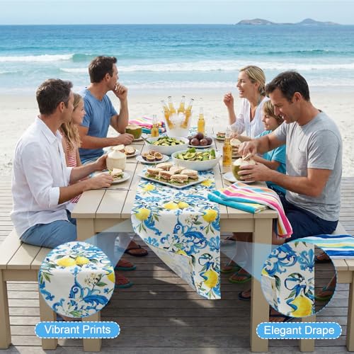 Hejo Blue Lemon Summer Table Runner, Durable Print Table Runner – Machine Washable 40x250cm for Kitchen, Dining, Garden Parties & Outdoor Gatherings - Image 5