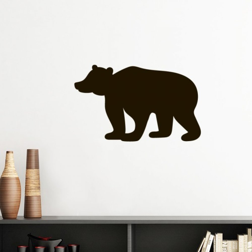 Sticker mural ours noir silhouette repositionnable et lavable pour chambre 30cm jaune