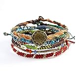 Wakami Earth Handmade Boho Bracelets Set of 7 | Braided Indie Bracelets for Women and Men | Beaded,...