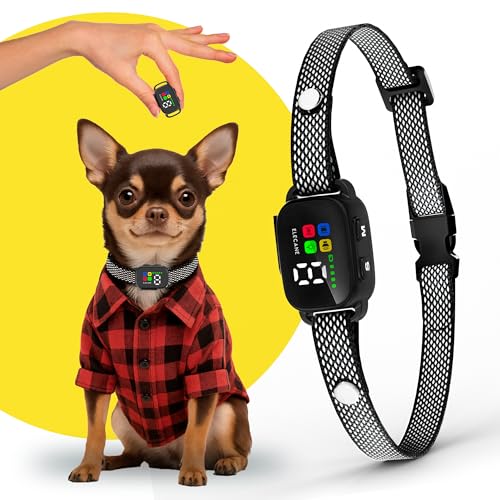 Tiny Bark Collar for Small Dogs 5-15 lbs and Puppies - No Shock Anti Barking Collar - Rechargeable Smart Collar for Dog Training with 7 Sensitivity Levels and 3 Beep&Vibration Modes (Black)