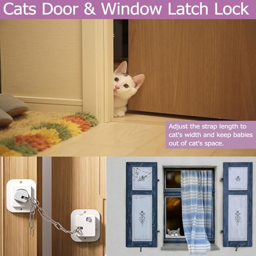 Image of Child Proof Door Lock, Adjustable Latch, 1 Pack | Cat Door Latch, 3M Adhesive, For Baby, Dementia & Pets, No Tools Needed