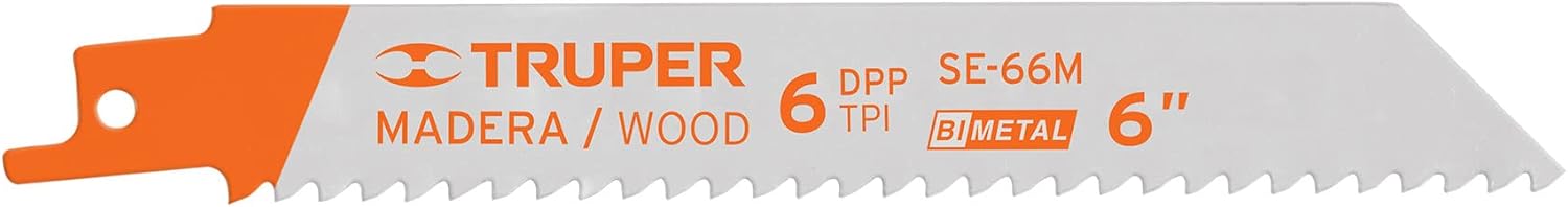 TRUPER SE-66M Wood Cutting Reciprocating Saw Blades 6" x 0.035". 2 Pcs