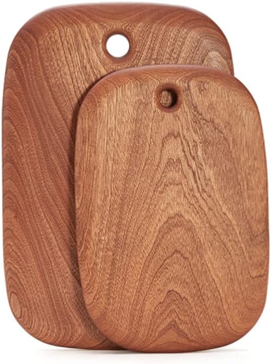 Chopping Board Solid Wood Kitchen Cutting Board Reversible Chopping Board Oval Chopping Board (Ebony S+L)