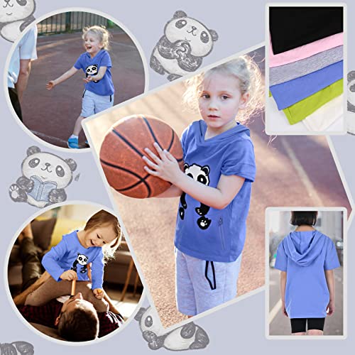 Girts Boys T-Shirt with Zipper Pocket,Cute Panda Cotton Tees Short Sleeve Tops for Kids,UV Protection Hoodies4