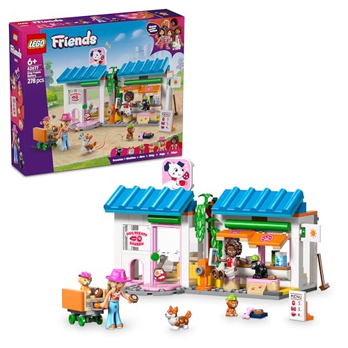 LEGO Friends Confeitaria de doces caninos - loja de brinquedos com 2 mini bonecas, 4 figuras de animais, transporte de animais e comida - presente de aniversário para meninas de 6 anos - 42677