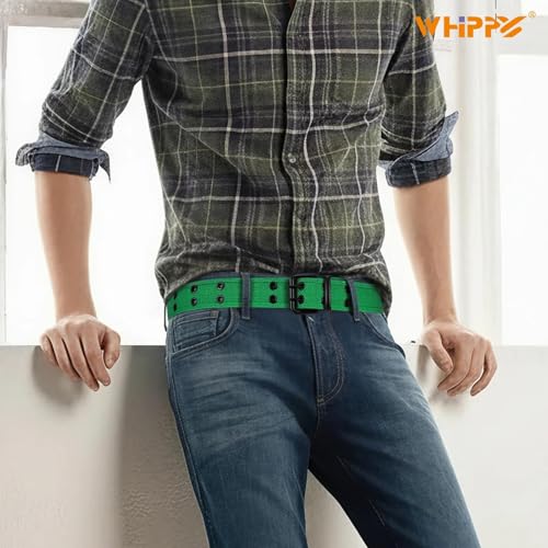 Image of WHIPPY Canvas Double Grommet Belt Unisex Casual Double Prong Belt for Men Women for Jeans Pants