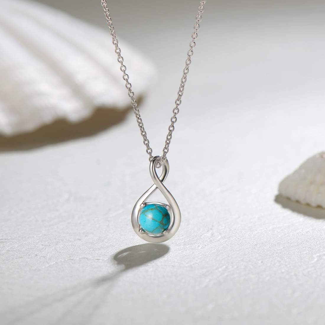 FANCIME Birthstone Necklaces for Women Fine Jewelry Sterling Silver Dainty Infinity Pendant Anniversary Birthday Valentines Day Gifts for Her Wife Mom Lady Daughter, Chain 16"+2" Extend - Image 4