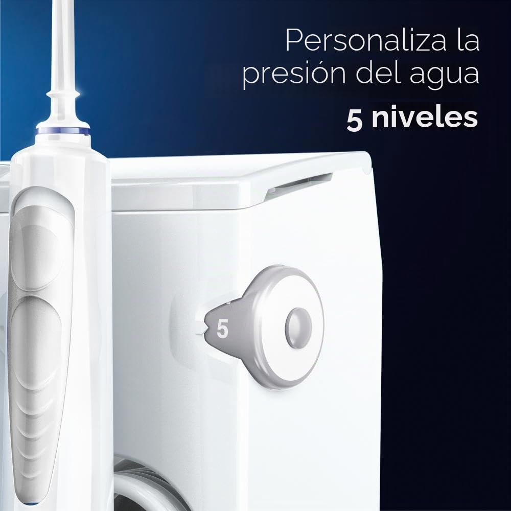 WaterFlosser Oral-B Wasserseide, elimina hasta un 99,9% de placa*, 5 niveles de intensidad