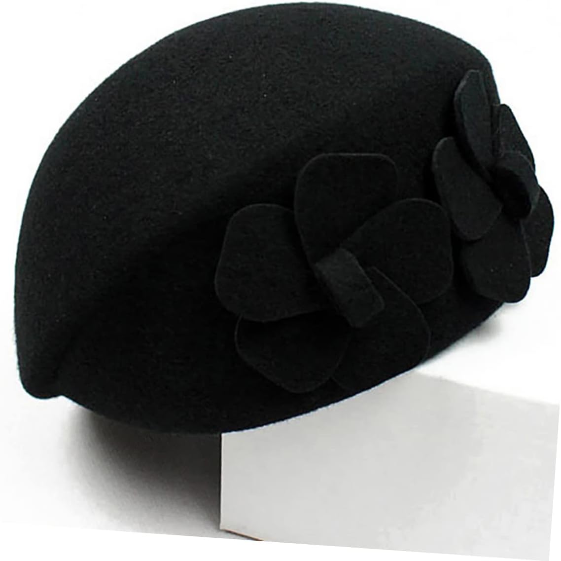 Holibanna 2pcs Lady Flower Beret Double Flower Decor Beret Women Hat Warm Woolen for Winter