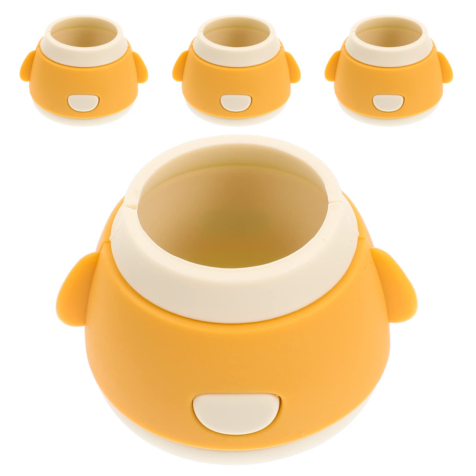 HEALLILY 4 Pcs Silicone Chair Legs Caps Floor Protectors with Robot Design Mute Moving Table Foot Caps to Hard Floor Scratches and Reduce Noise Yellow