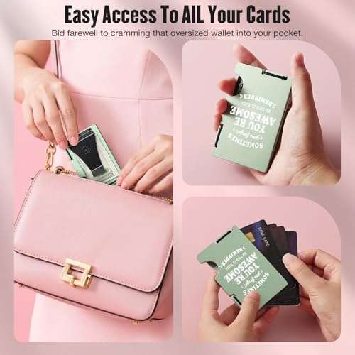 Birthday Gifts for Women, Inspirational Engraved Wallet, Anniversary Christmas Thank You Gifts for Mom Daughter Wife, Encouragement Metal Wallet, Minimalist Card Holder with Money Clip4