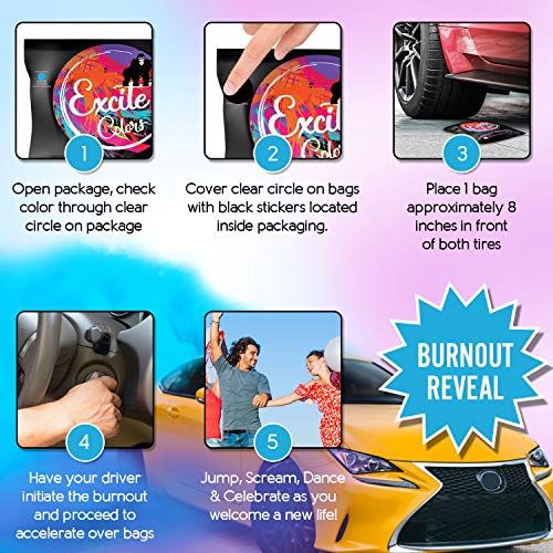 Excite Colors Gender Reveal Powder Car Burnout Tire Pack Exhaust