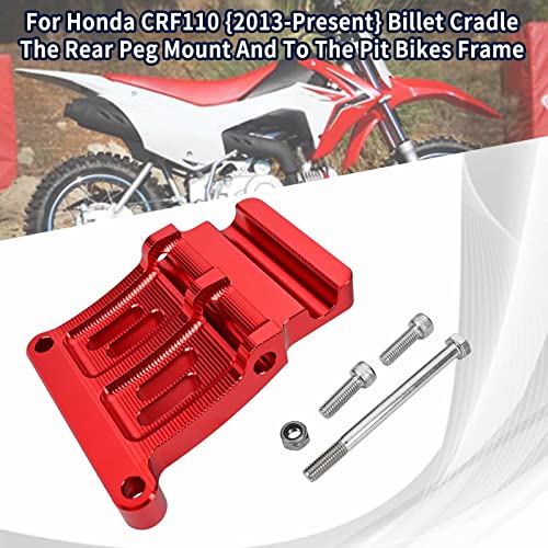Canitu Cradle Kit Mount Frame Bracket, Billet Aluminum Heavy Duty Rear Peg Mounts Bike Skid Plate Frames Adapter For Honda Crf110 2013-2022 (Red) #TOP7