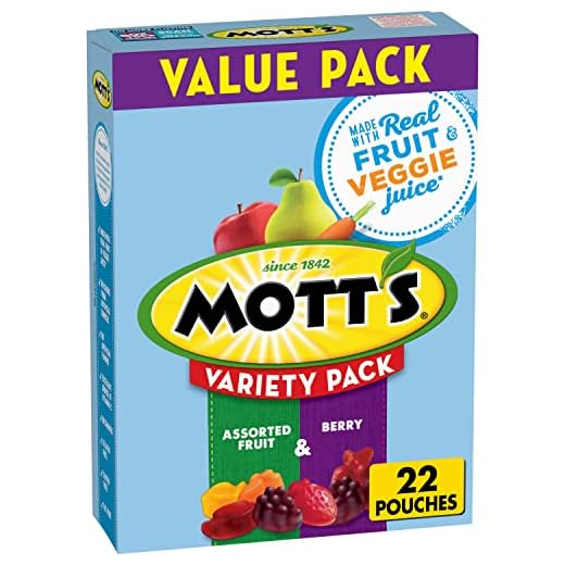 Mott's Fruit Flavored Snacks, Berry and Assorted Fruit, Gluten Free Snack, Value Pack, 22 Ct, 17.6 oz