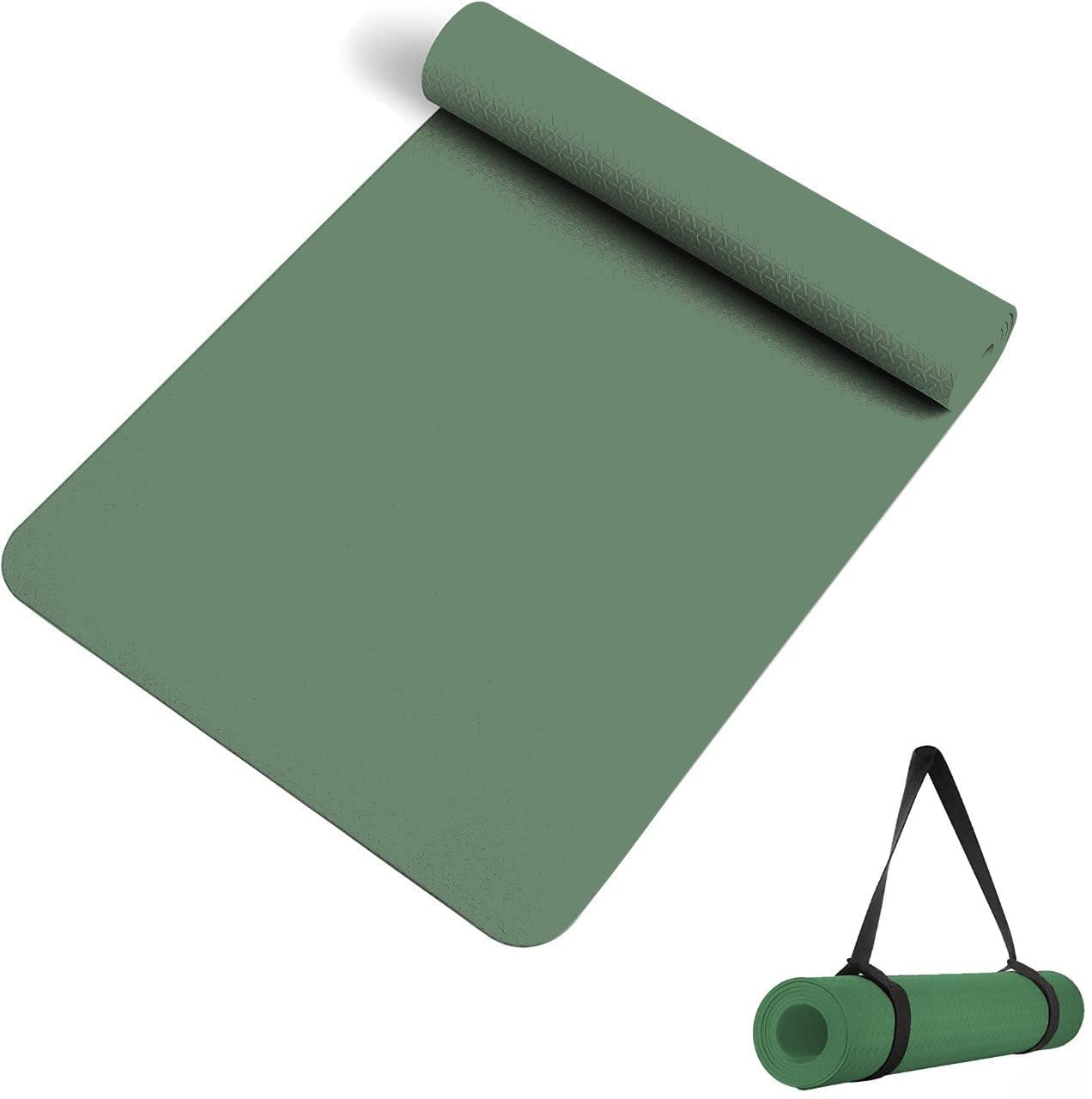 LAVISH HANDICRAFT Exercise & Yoga Mat for Women and Men, High Density, Anti-Slip/Skid/Split Yoga Mat for Home, Outdoor, Gym Workout and Flooring Fitness Mat with strap (24x72 IncheS) (4MM, army green)