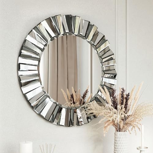 FABS Knightsbridge - Luxury Large Round Wall Mirror Bevelled Deco...
