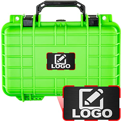 Eylar Hard Gun Case with Custom Logo Plate, Waterproof & Shockproof With Foam TSA Approved 11.6 Inch 8.3 Inch 3.8 Inch (Neon Green)