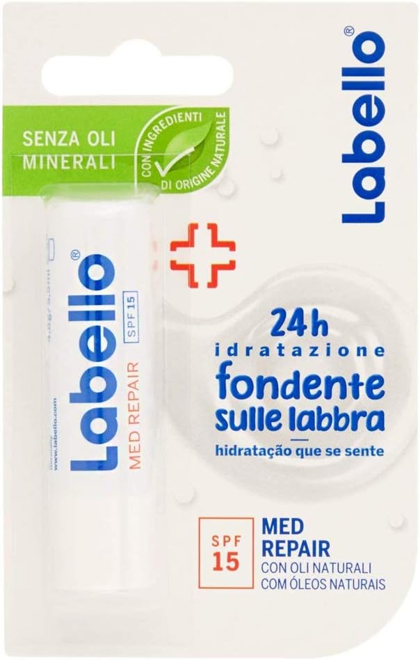 Med Repair Lip Balm with Sun Protection (SPF 15) and Vitamin E for Intensive Lip Protection, Lip Balm without Mineral Oils