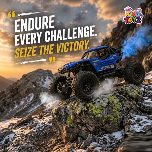 Image of Rock Crawler RC Car, 4 Functions, Rechargeable Remote Control Climbing Car with Fog Effect for Kids-Blue
