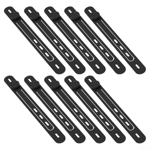 Bridas de silicona, paquete de 10 organizadores de cables elásticos reutilizables para cables de carga, auriculares, cables de datos, fijación ajustable y segura para oficina en casa, 17 cm de