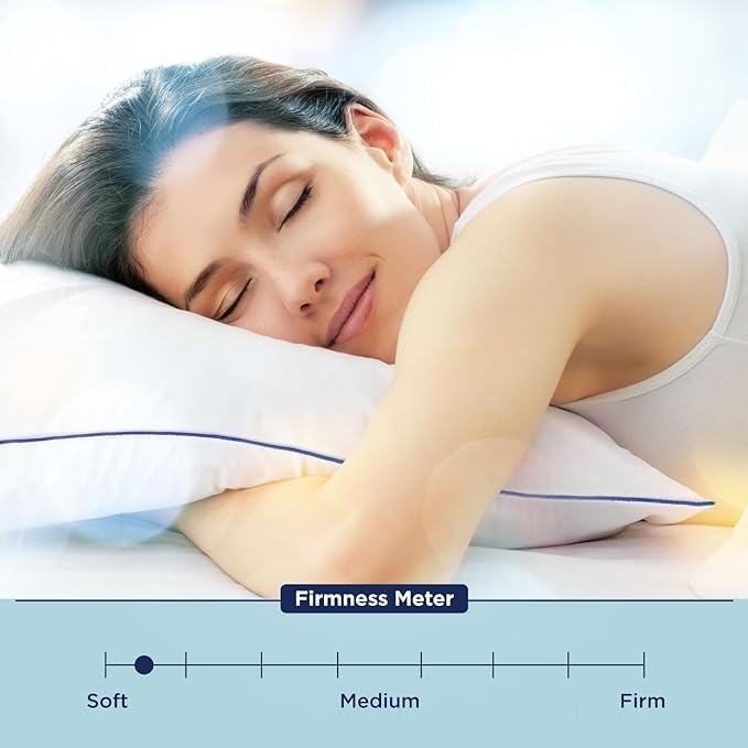 Image of The Sleep Company Smart Plush Pillow | Super Soft | 100% Virgin Microfiber Filling | Hypoallergenic |White, Pack of 2