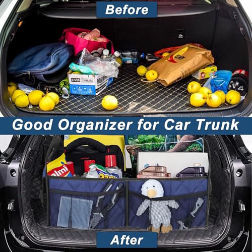 Image of Deosk Car Trunk Organizer for SUV, Car Organizers and Storage with Reinforced Handles, Car Accessories for Women /Men 70L Waterproof Polyester Trunk Organizer(Large, Navy Blue)