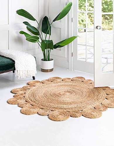 Tapete redondo de yute trenzado Unique Loom 5'1" miniatura 3