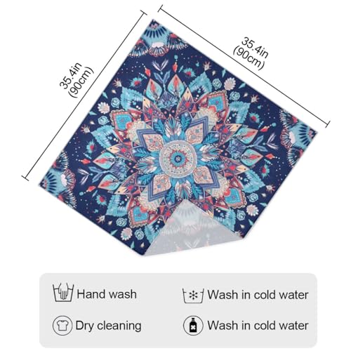 KLL Bohemian-style Mandala Pattern Red Blue silk scarf square silk scarf for women 35 x 35 funky gifts for women for winter bufanda elegante para mujer4