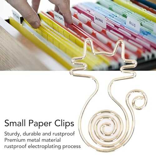 100Pcs Gold Paper Clips Cute Cat Dog Animal Paper Clips Metal Clips for Files Paper Funny Paper Clips Bookmarks Planner Clips Small Paper Clips Home Office Supplies(Cat Clip) - Image 3