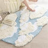 YYINYXY 3D Cloud Rug, Cute Blue White Carpet for Bedroom, Ultra-Soft Fluffy Area Rug, Irregular Aesthetic Home Decor, Large Blue Rug, Anti-Skid (32x51'')