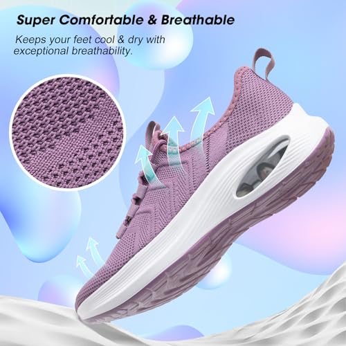 Image of Wide Toe Box Shoes Women Extra Wide Width Sneakers Air Cushion Road Running Shoes Ultra Light Tennis Gym Workout Training Shoes Breathable Walking Shoes with Arch Support