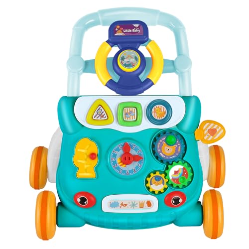 Trotteur Bebe Marcheur D'apprentissage Assis-Debout, Apprentissage de la Marche, Cadeau Bébé Dès 9 Mois - Garçon Fille Evolutif 3 en 1,62 * 68 * 36-81cm-...