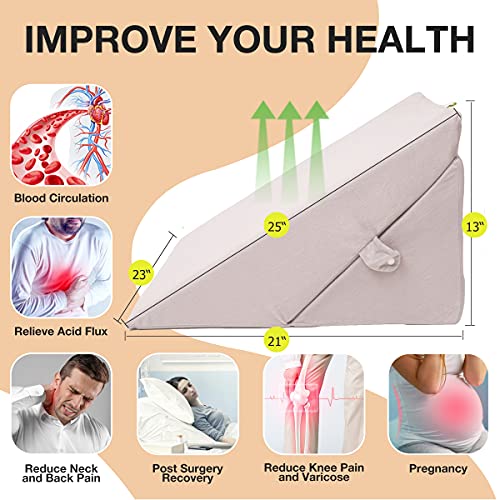 Hunaq Bed Wedge Pillow, Adjustable Folding Incline Cushion For After Surgery, Acid Reflux, Reading In Bed, Back Or Knee Support,Triangle Wedge Pillows Velvet Cover #TOP2