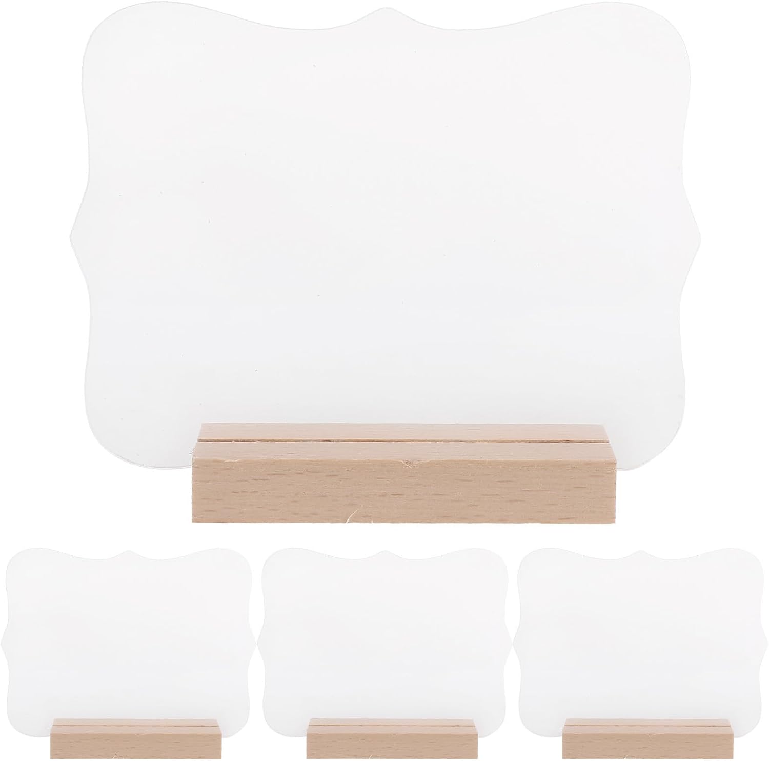 Sosoport 4 Pack Acrylic Table Number Sign Holders with Wood Base