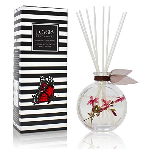LOVSPA Hawaiian Sandalwood Luxury Home Fragrance Diffuser Reeds Set | Opulent Notes of Creamy Sandwalwood, Amber & Earthy Patchouli
