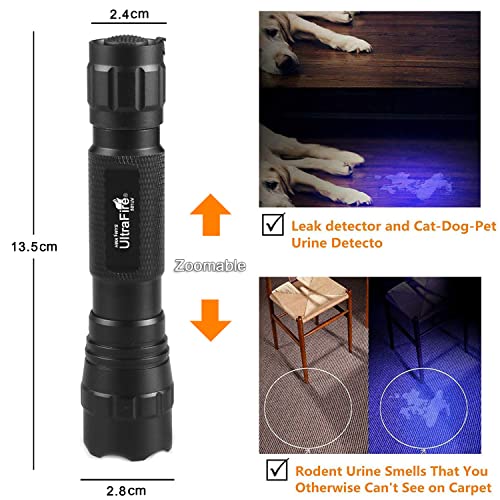 Image of ULTRAFIRE 501B UV Flashlight, Adjustable Focus 395nm Ultraviolet Blacklight Mini Flashlight for Pet Urine Detection, Resin Curing, Scorpion & Bed Bug Detection