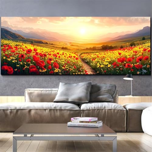 Diamond painting fleur paysage kit complet grand format 80x160cm broderie cristal L606