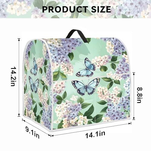 Image of Kitchen Dust Cover Compatible with 4.5 5 6 8 quart Stand Mixer, Kitchen Appliance Protective Covers with Top Handle and Pocket (Blue Butterfly, For 4.5 qt and All 5 qt Mixer)