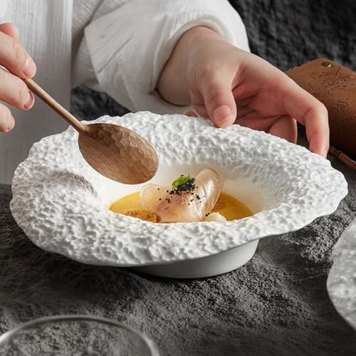 Assiette Creuse à Pâtes en Céramique 25 cm Décor Roche pour Soupe Cuisine - 7