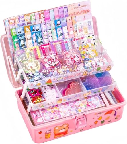 EZweekendキーホルダーステッカーアクリル手作りパーツ化粧セット装飾DIYクラフト用品オリジナルキーホルダーギフトDIY収納ケース付き収納棚に入れます (739pcs)